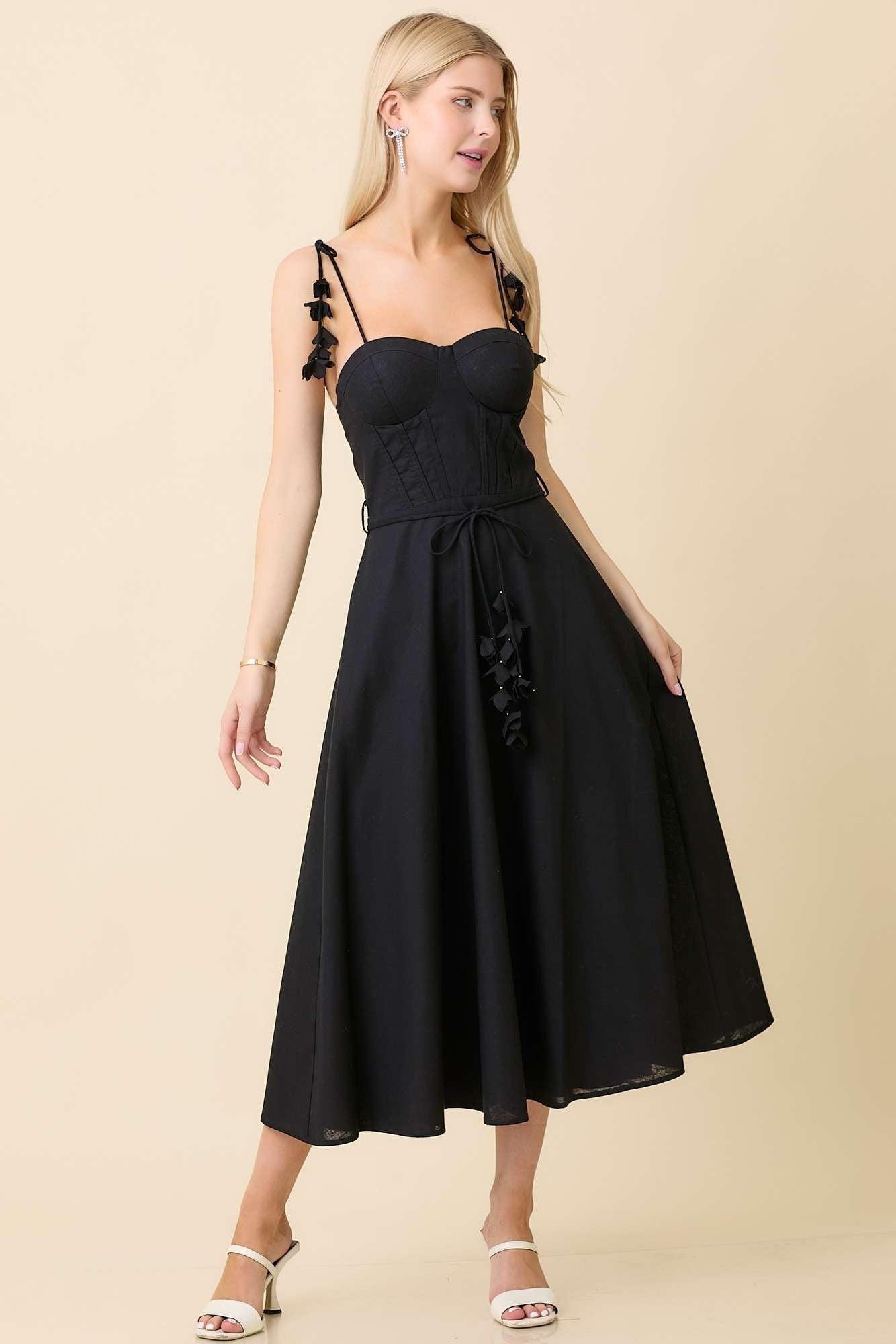 Self Tie Belt Flare Summer Midi Dress