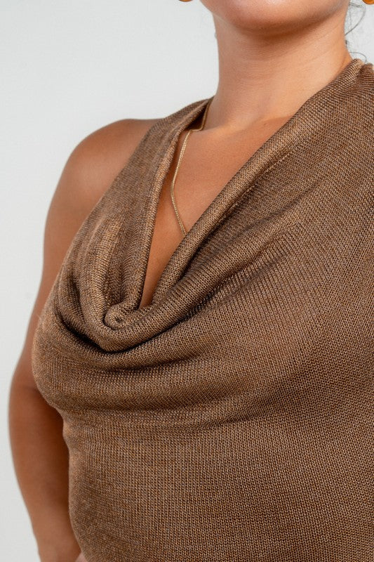 COWL HALTER SCARF METALLIC MINI PARTY DRESS