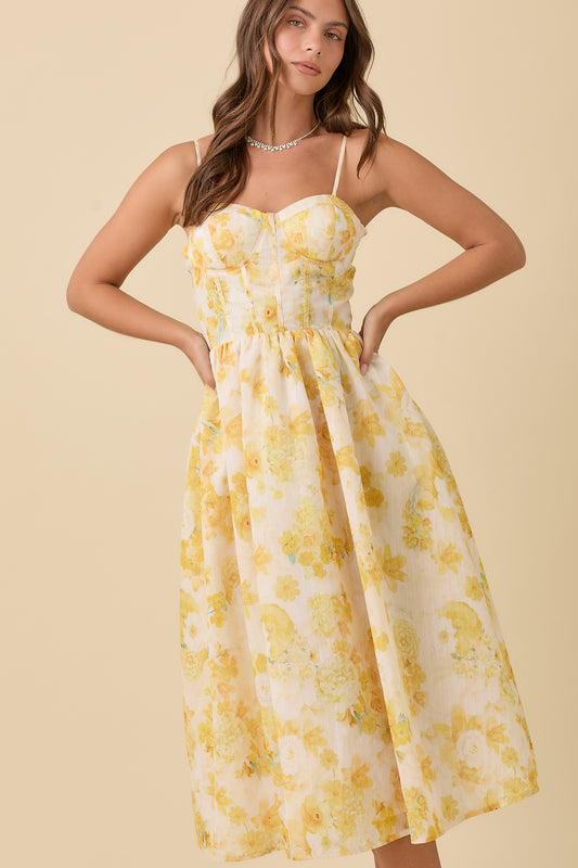 Bustier Corset Midi Floral Summer Dress