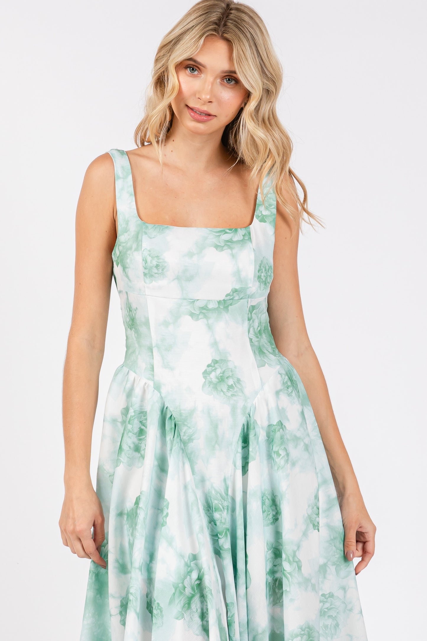 Poplin Back Ribbon Midi Dress