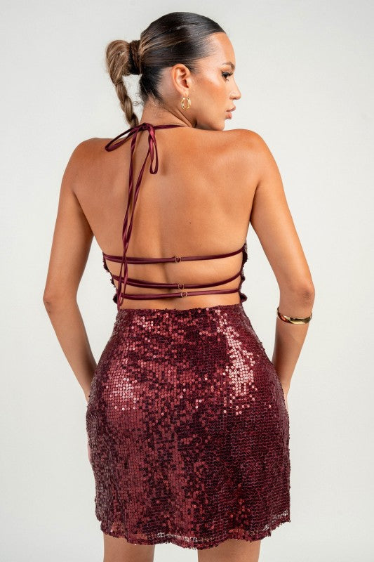 SEQUIN LACE MINI COCKTAIL DRESS