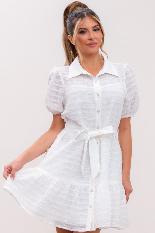 CONTRAST SHORT SLEEVES MINI SUMMER DRESS