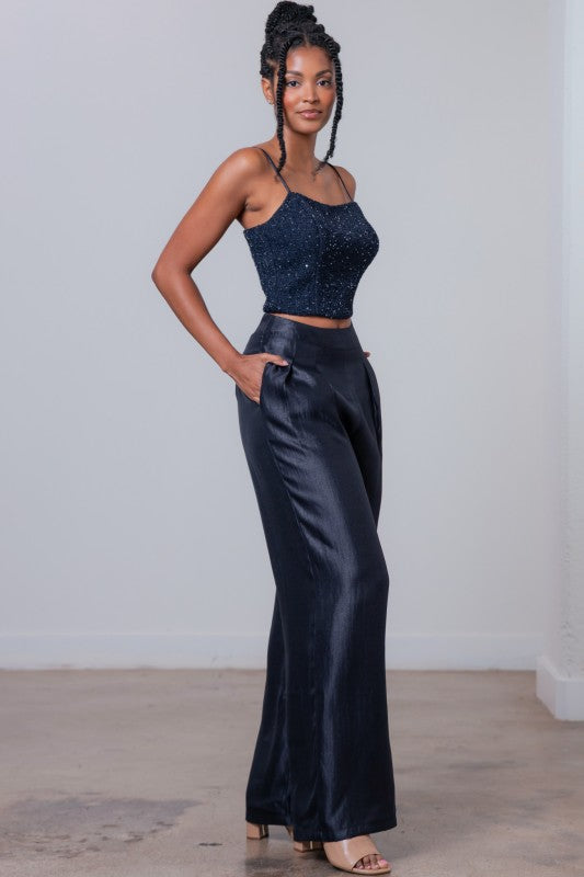 TWEETED CROP TOP & PANTS SET
