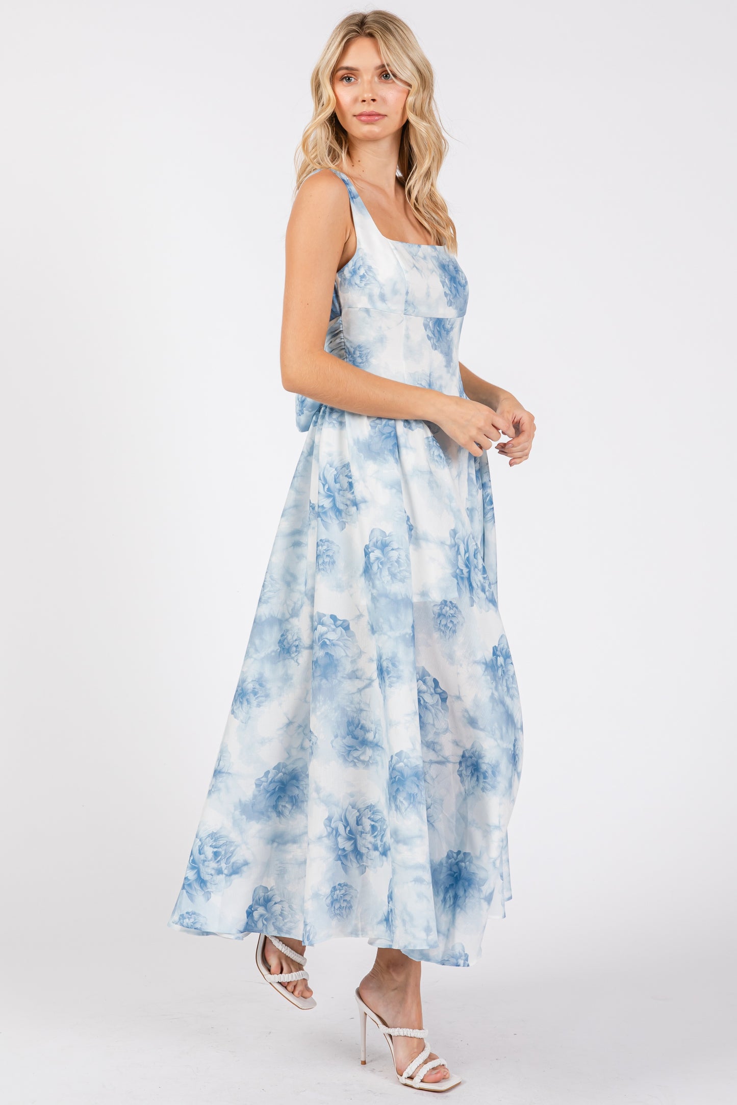 Poplin Back Ribbon Midi Dress