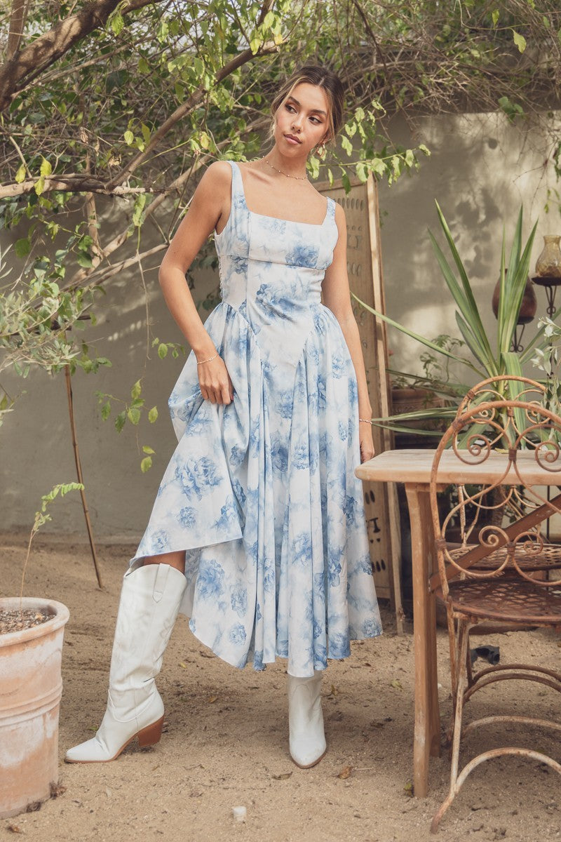 Poplin Back Ribbon Midi Dress
