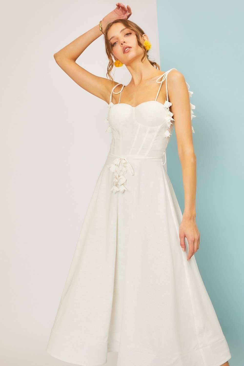 Self Tie Belt Flare Summer Midi Dress