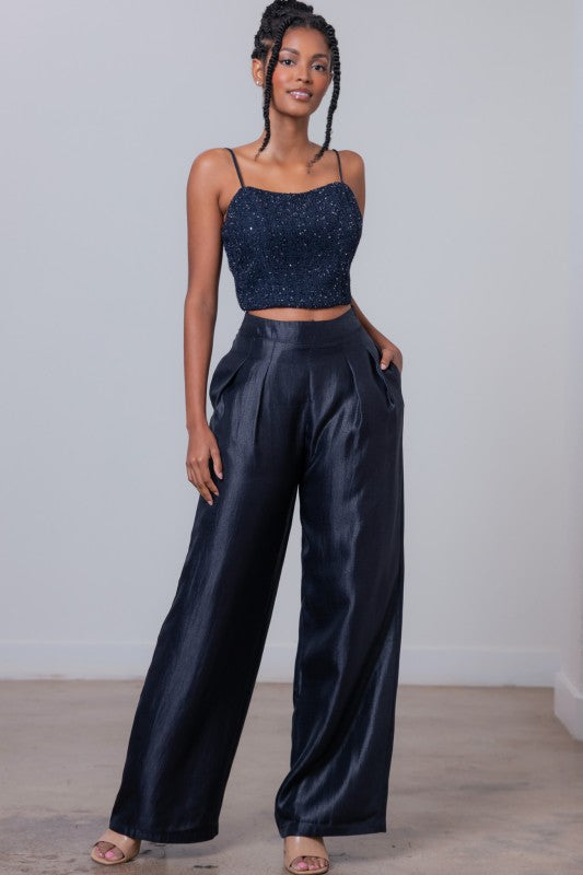 TWEETED CROP TOP & PANTS SET