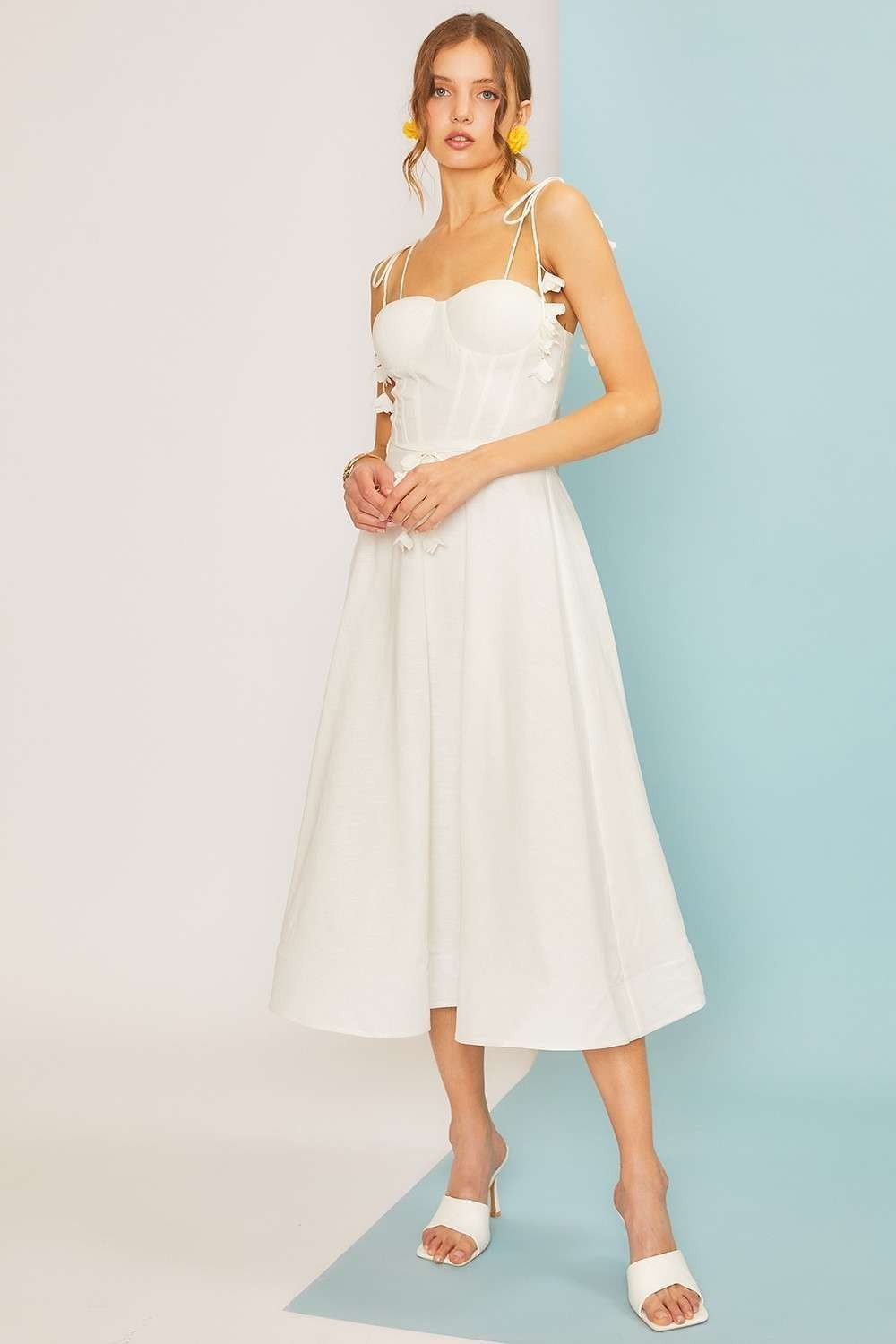 Self Tie Belt Flare Summer Midi Dress