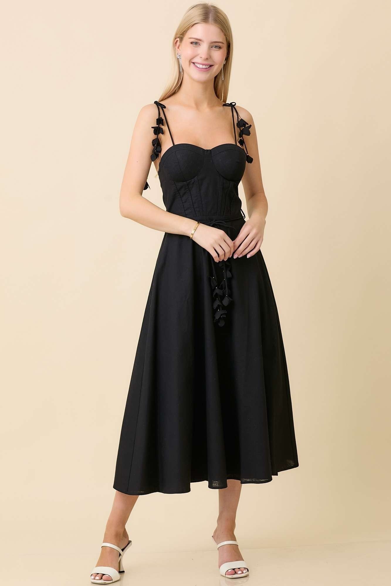 Self Tie Belt Flare Summer Midi Dress