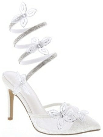 WOMEN RHINESTONE ANKLE STRAP DRESS HEELS