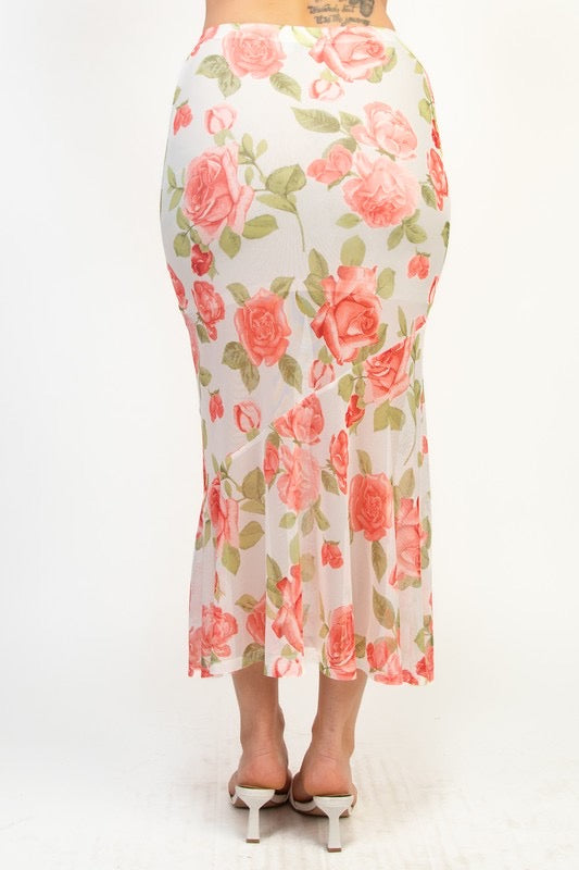 MESH PRINT TANK TOP AND SKIRT SET