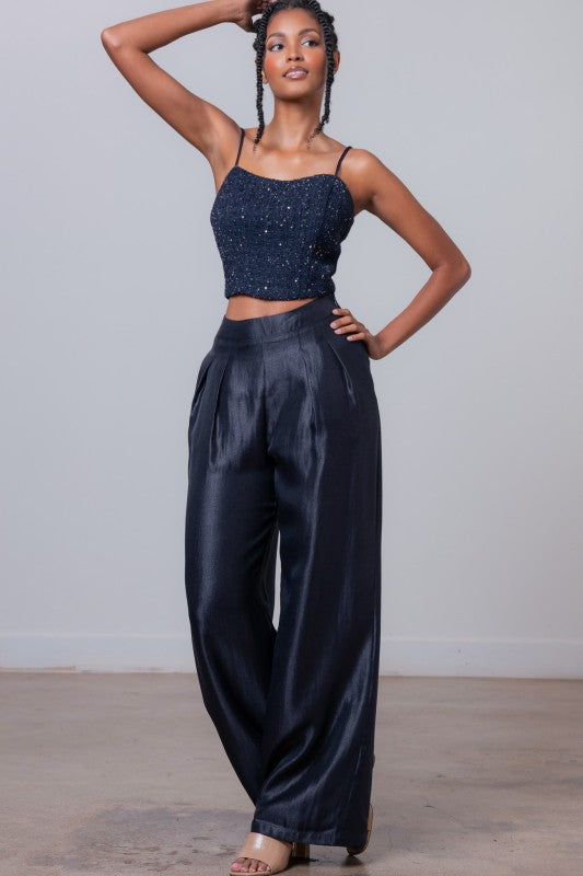 TWEETED CROP TOP & PANTS SET