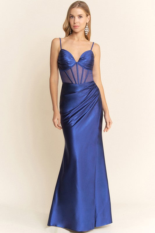 MECH CORSET BODICE MAXI COCKTAIL DRESS