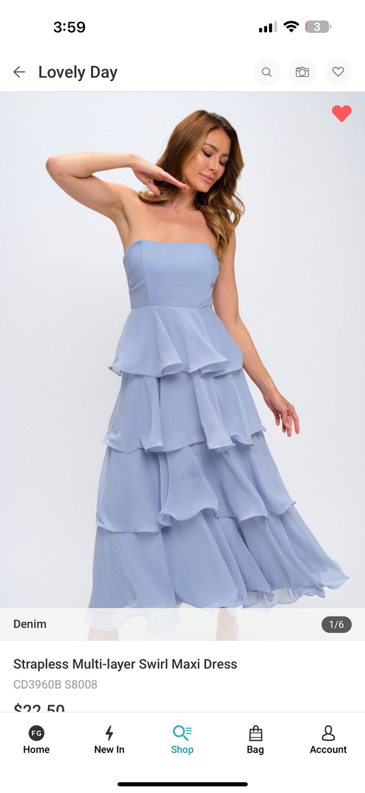 STRAPLESS MULTI-LAYER SWIRL MAXI DRESS