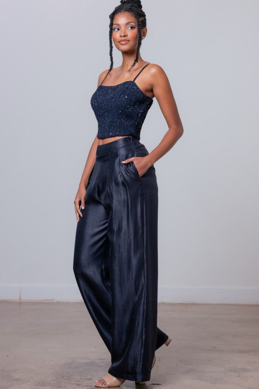 TWEETED CROP TOP & PANTS SET