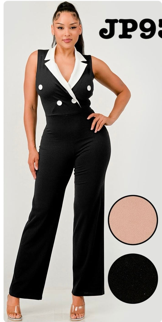 COLLAR SLEEVELESS JUMPSUIT