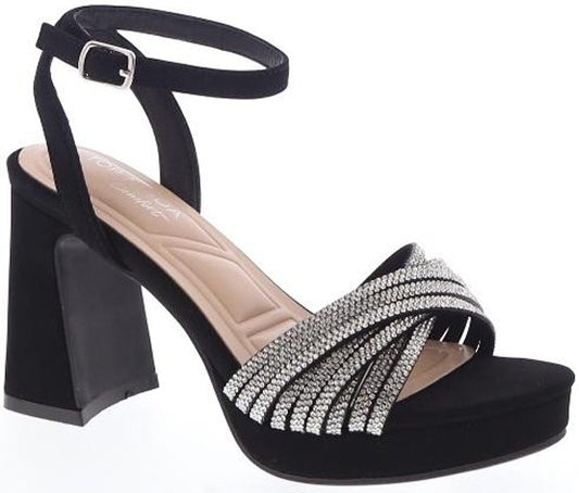 WOMEN RHINESTONE CHINKY DRESS HEELS