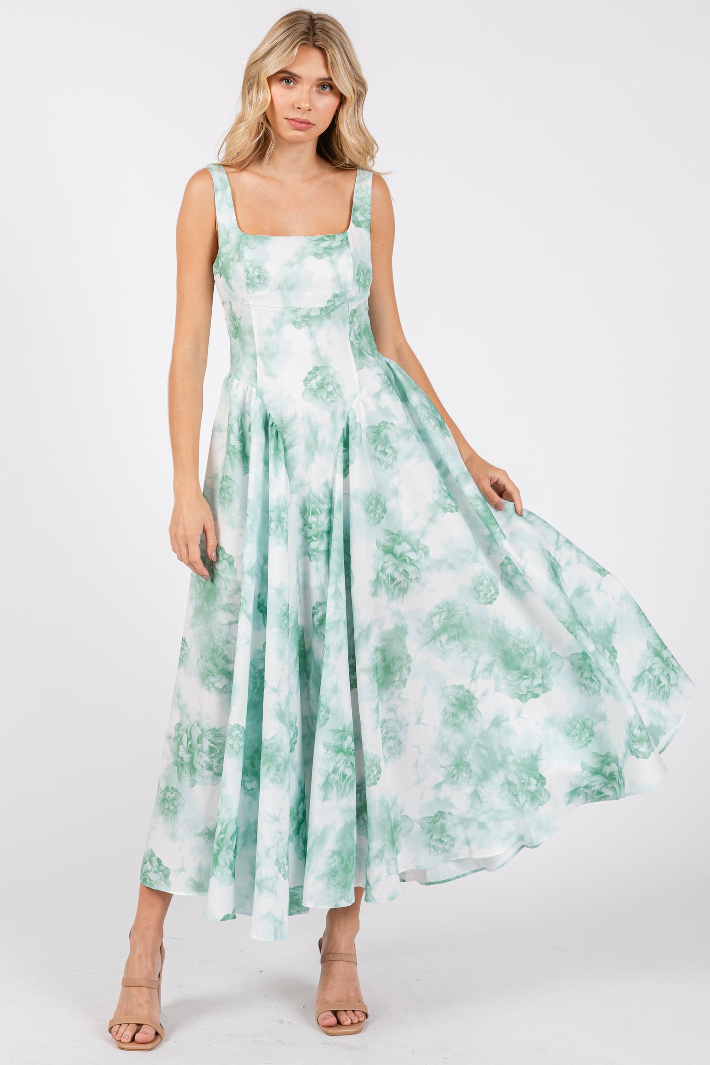 Poplin Back Ribbon Midi Dress