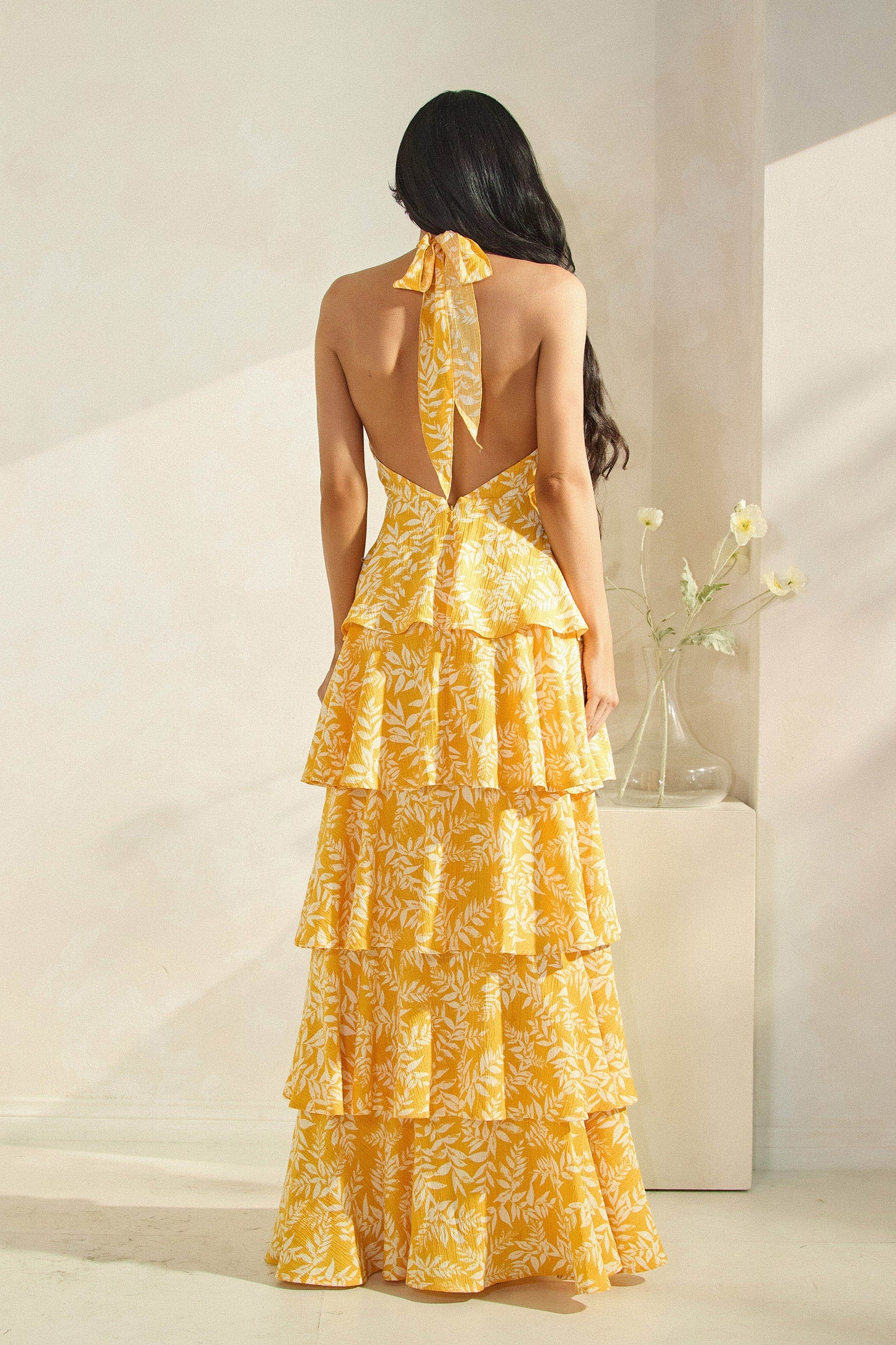 Halter Neck Tiered Maxi Dress