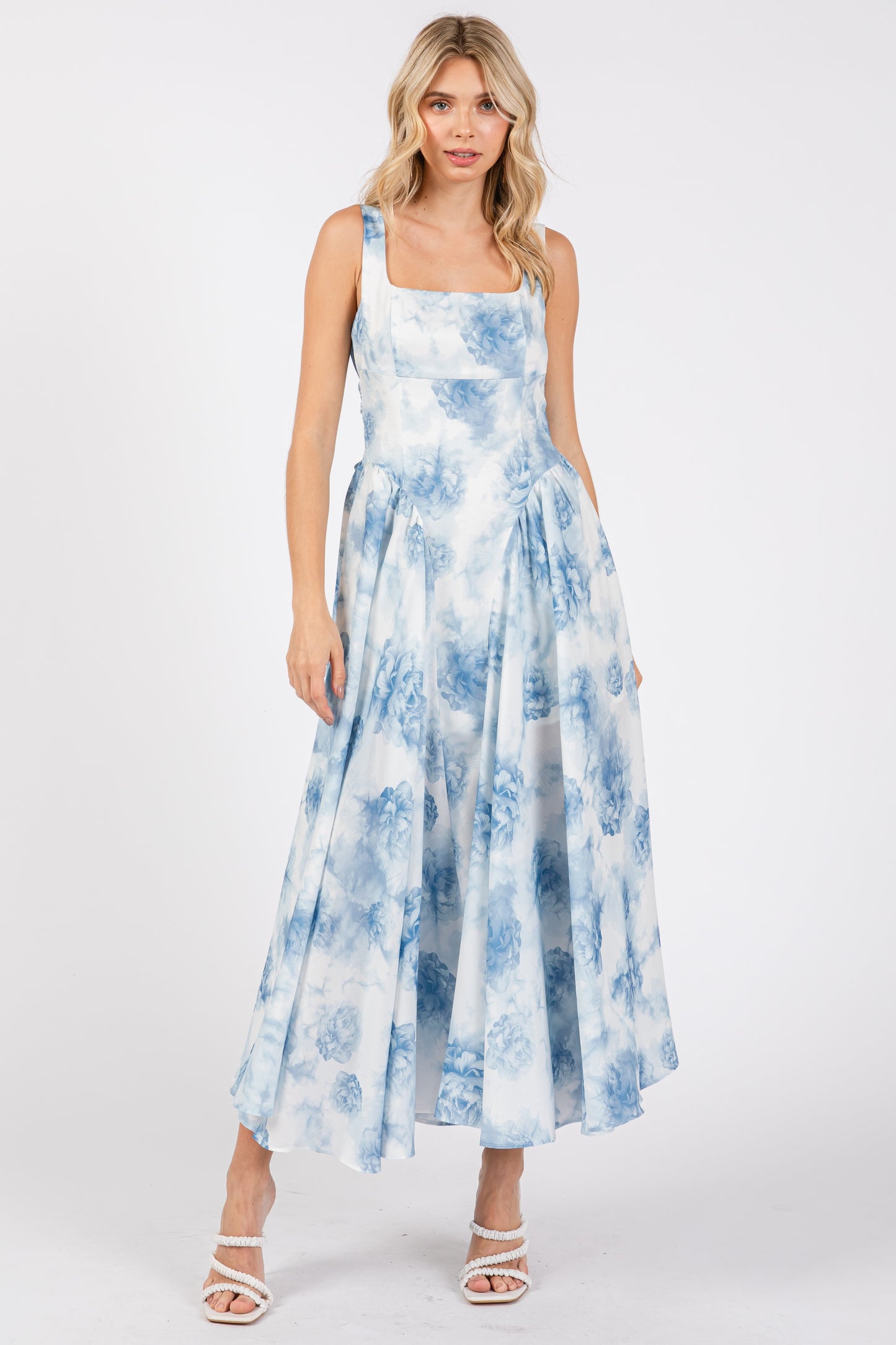 Poplin Back Ribbon Midi Dress
