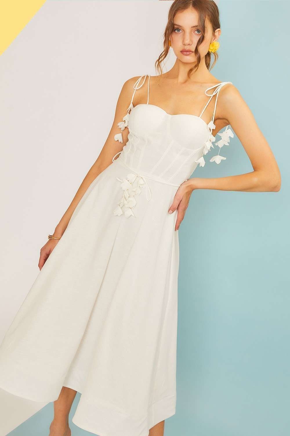 Self Tie Belt Flare Summer Midi Dress