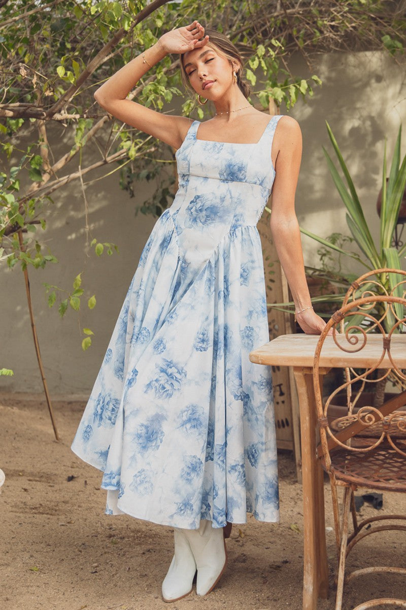 Poplin Back Ribbon Midi Dress