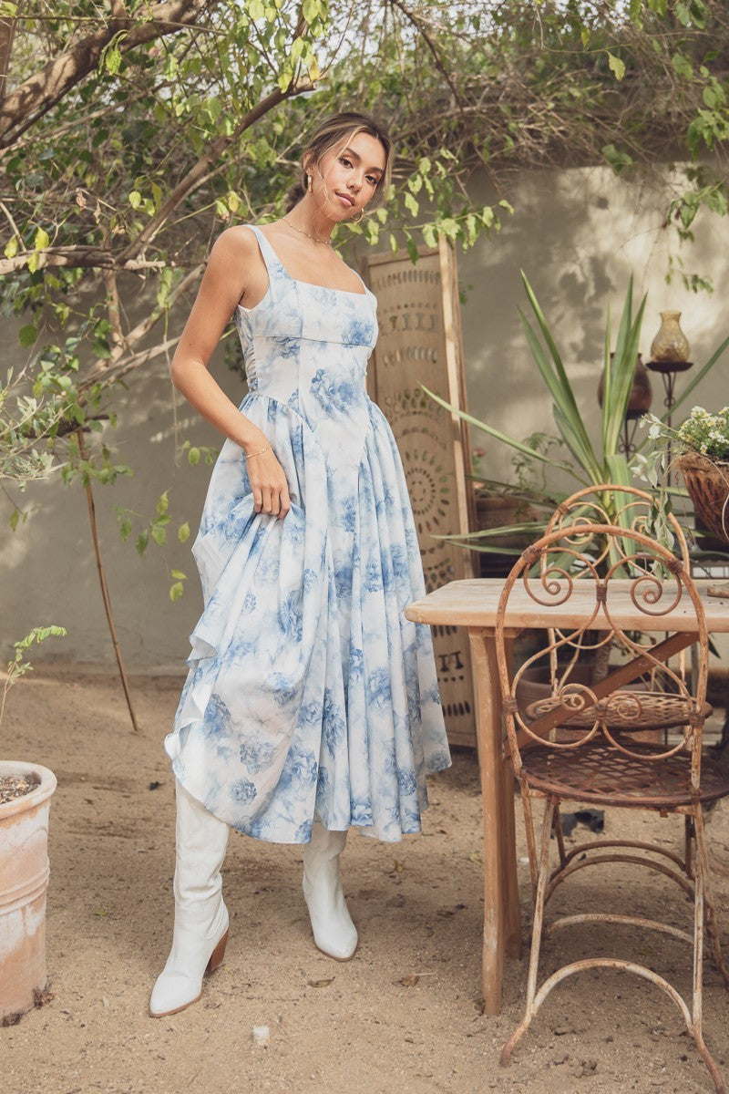 Poplin Back Ribbon Midi Dress