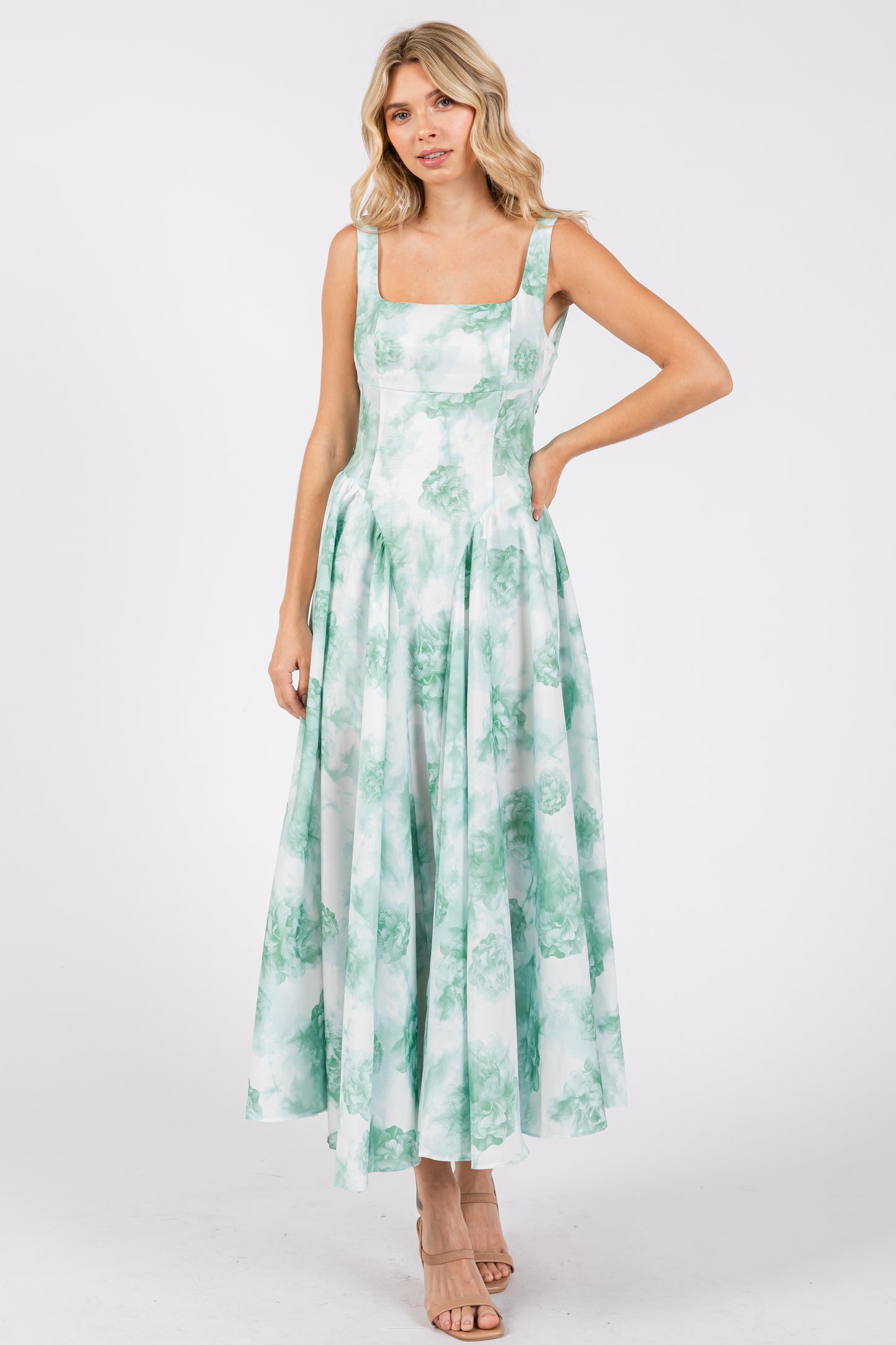 Poplin Back Ribbon Midi Dress
