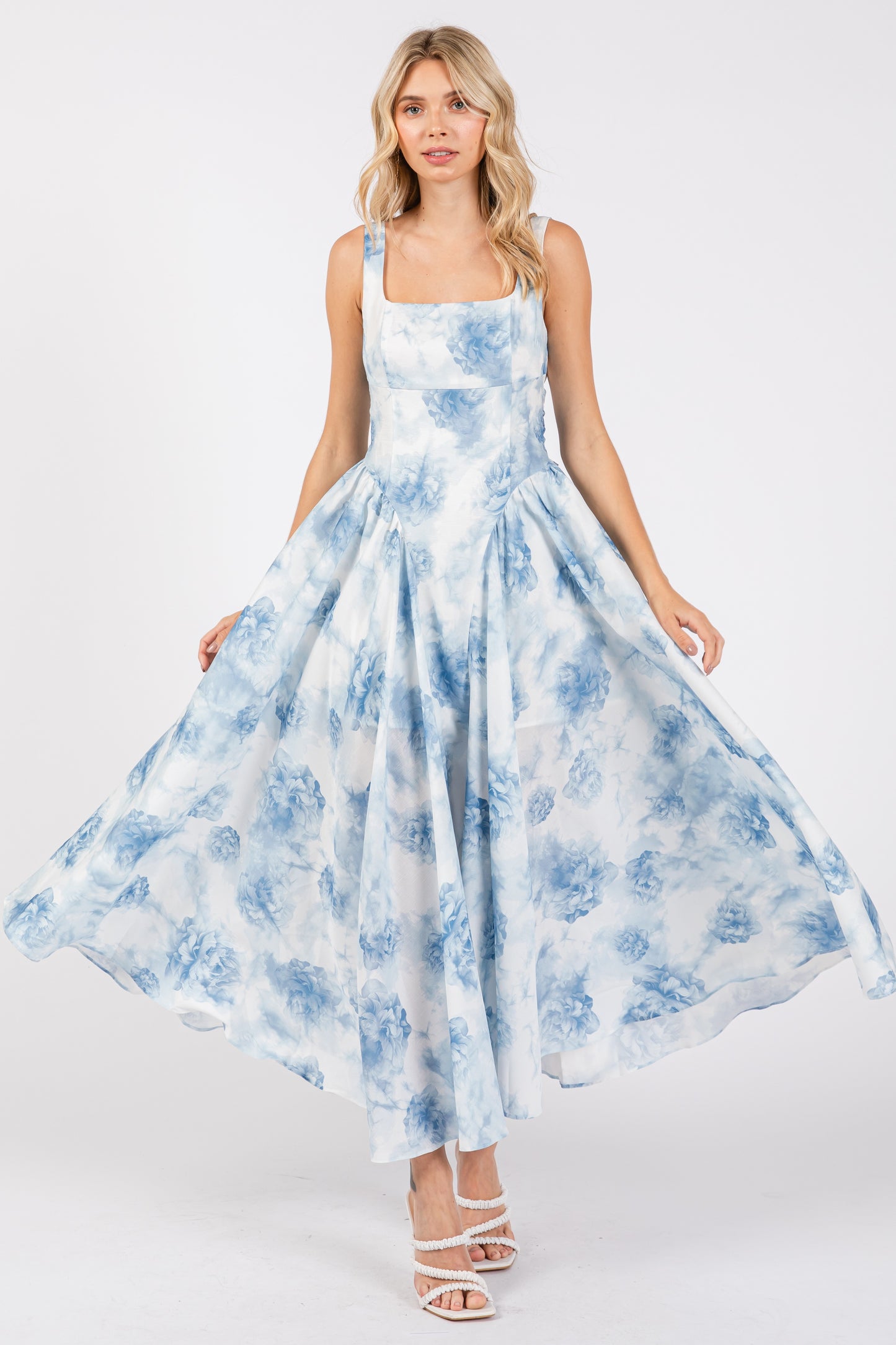 Poplin Back Ribbon Midi Dress