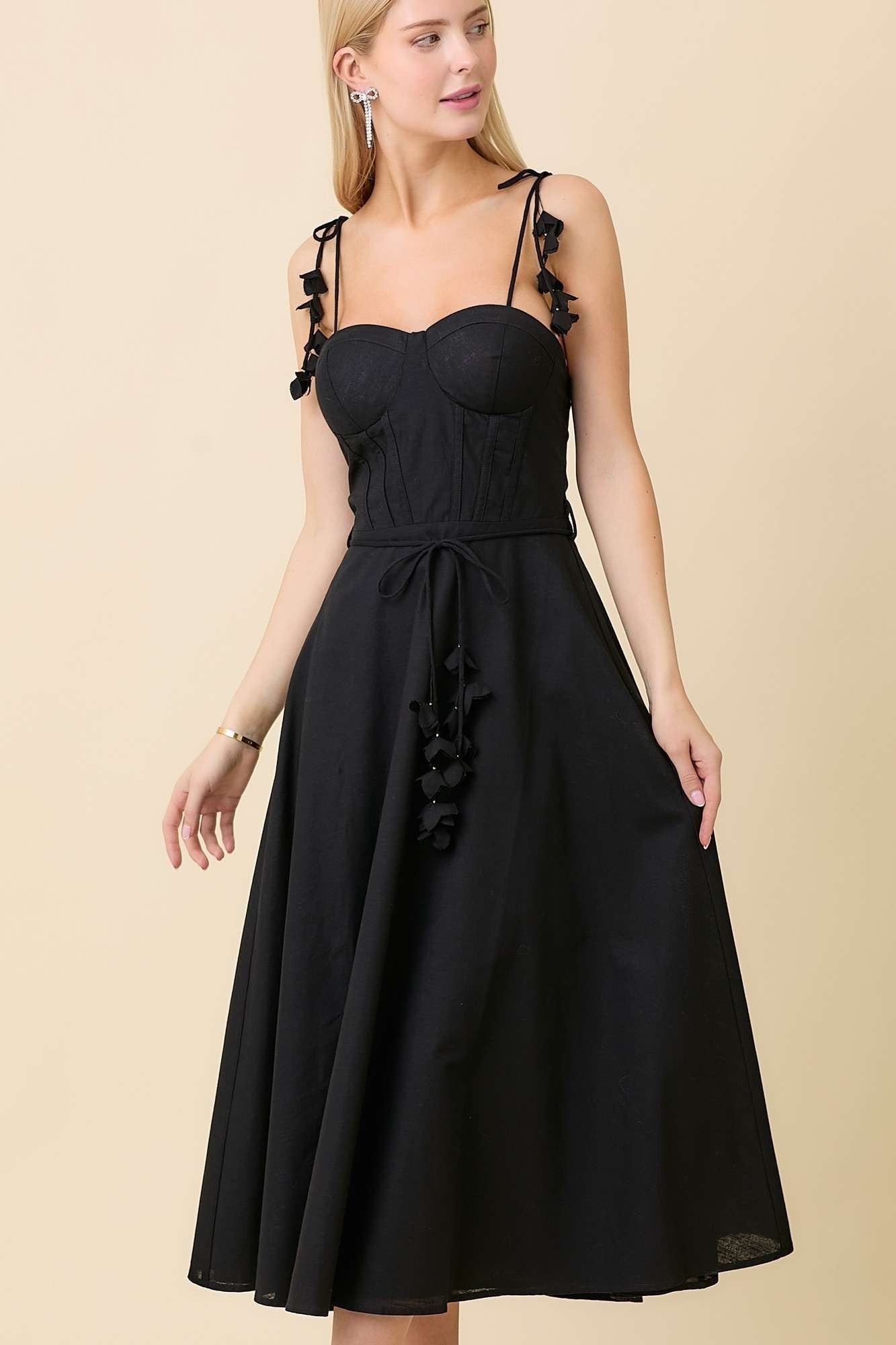 Self Tie Belt Flare Summer Midi Dress