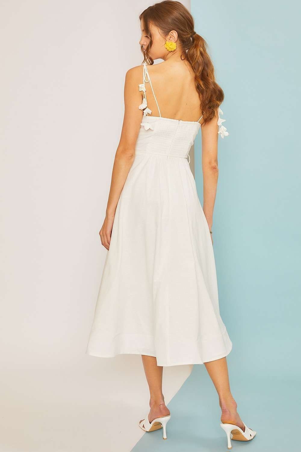 Self Tie Belt Flare Summer Midi Dress